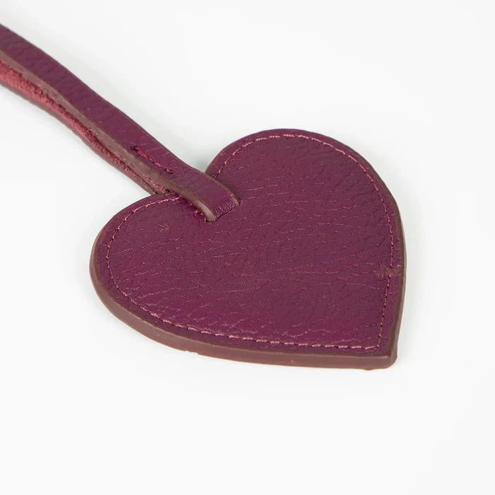Full - Grain Leather Heart Bag Charm, Plum - BlackBrook Case