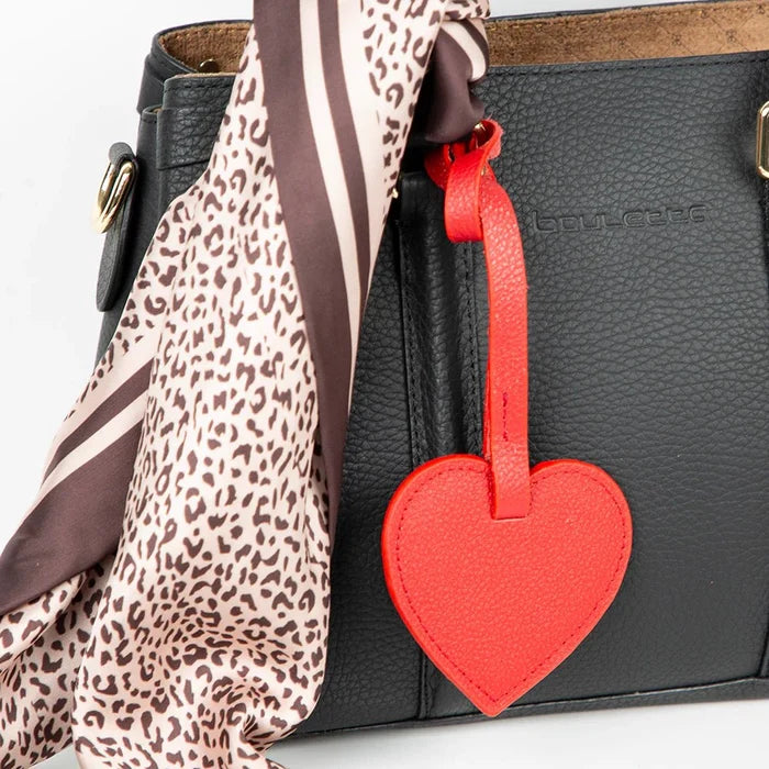 Full - Grain Leather Heart Bag Charm, Port - BlackBrook Case
