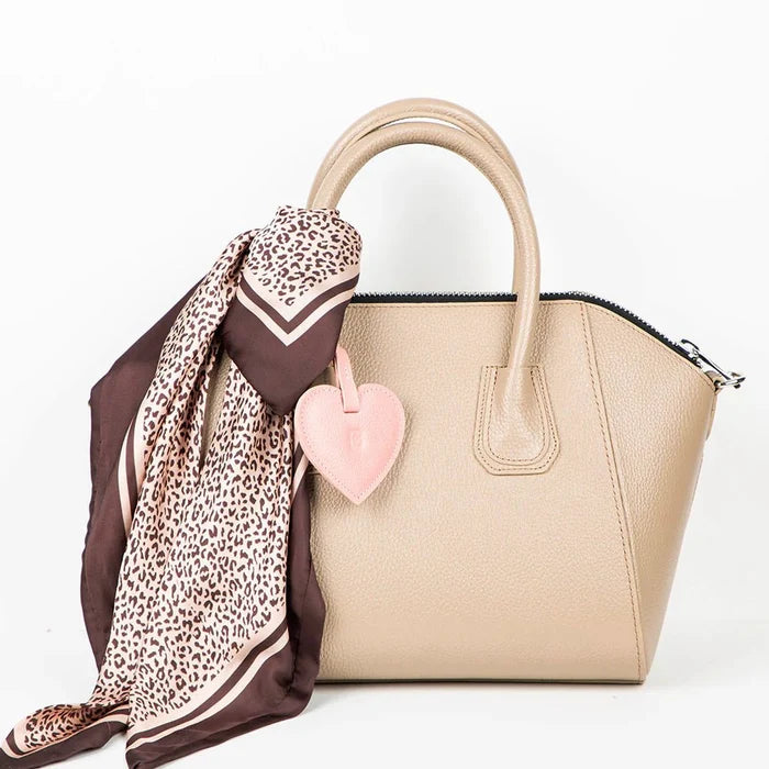Full - Grain Leather Heart Bag Charm, Puff - BlackBrook Case