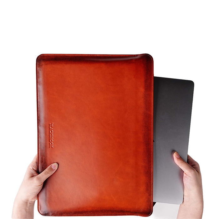 Full-Grain Leather MacBook Sleeve 15/16 inch in Burnished Tan - BlackBrook Case