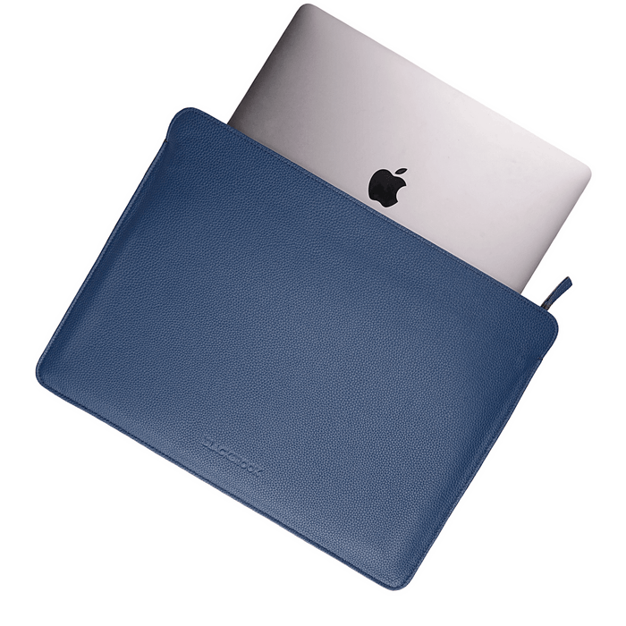 Full-Grain Leather MacBook Sleeve 15/16 inch in Pebble Blue - BlackBrook Case
