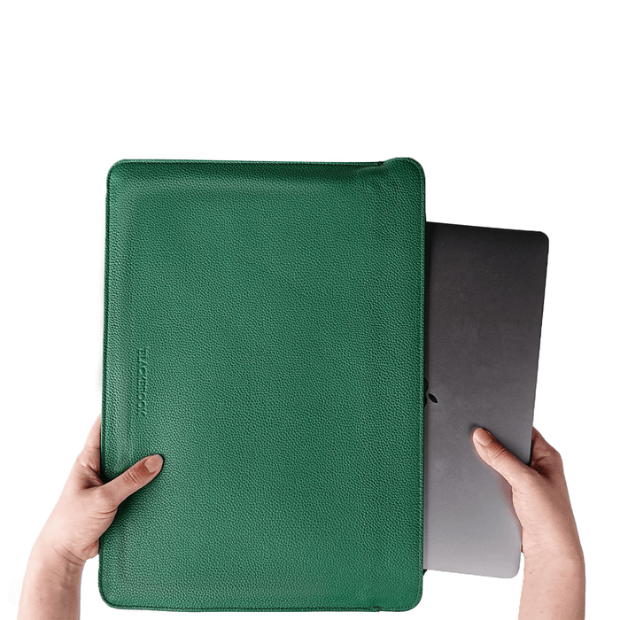 Full-Grain Leather MacBook Sleeve 15/16 inch in Pebble Green - BlackBrook Case