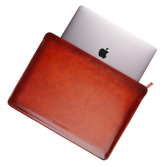 Full-Grain Leather MacBook Sleeve 15/16 inch in Burnished Tan - BlackBrook Case