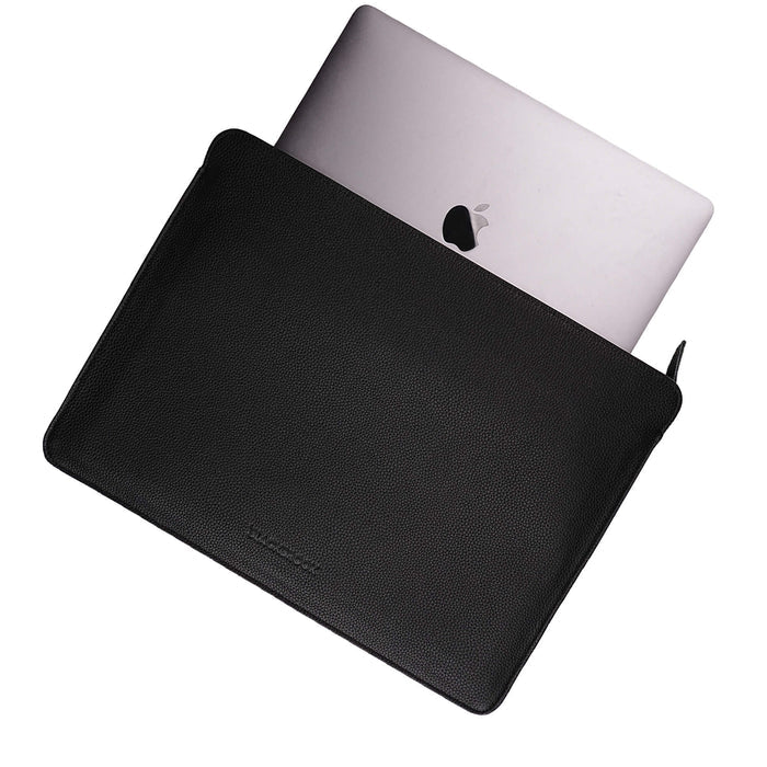 Full-Grain Leather MacBook Sleeve 15/16 inch in Pebble Black - BlackBrook Case