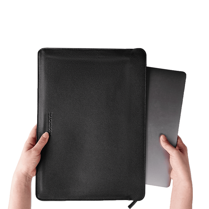 Full-Grain Leather MacBook Sleeve 15/16 inch in Pebble Black - BlackBrook Case