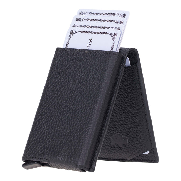 Grant Full‑Grain Leather Card Holder Wallet, Pebble Black - BlackBrook Case