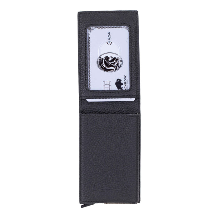 Grant Full‑Grain Leather Card Holder Wallet, Pebble Black - BlackBrook Case