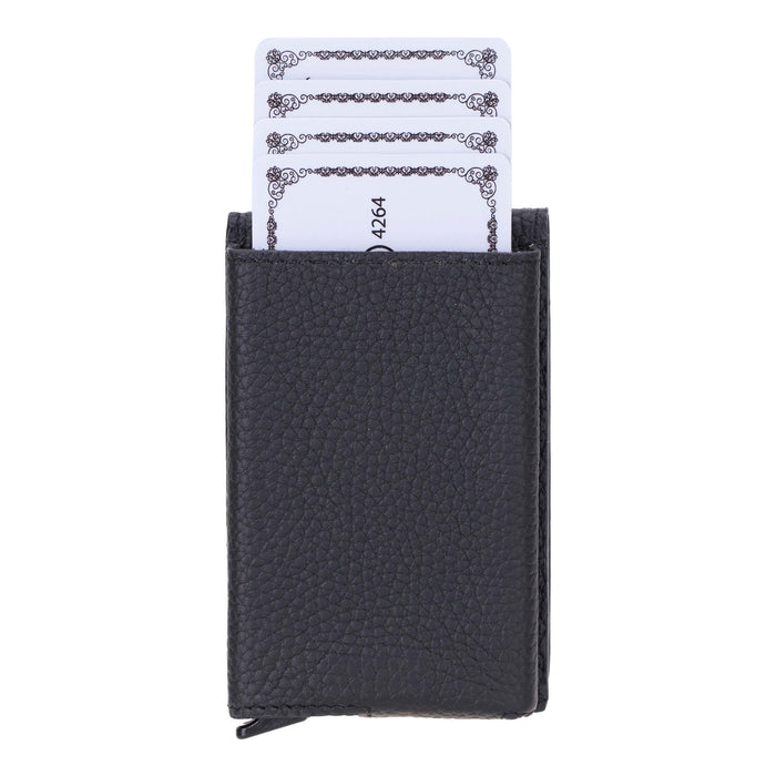 Grant Full‑Grain Leather Card Holder Wallet, Pebble Black - BlackBrook Case