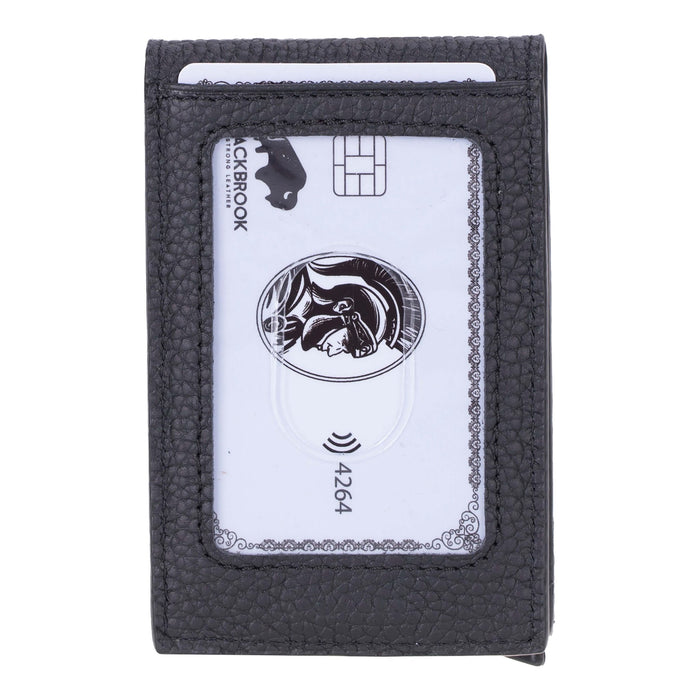 Grant Full‑Grain Leather Card Holder Wallet, Pebble Black - BlackBrook Case