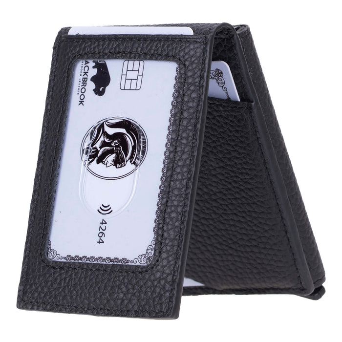 Grant Full‑Grain Leather Card Holder Wallet, Pebble Black - BlackBrook Case