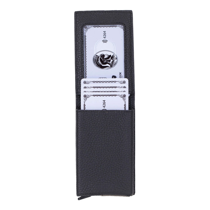Grant Full‑Grain Leather Card Holder Wallet, Pebble Black - BlackBrook Case