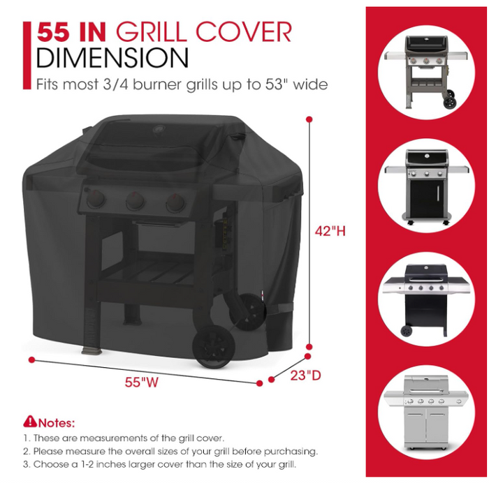 Grill Cover Oxford Fabric UV Resistant BBQ Cover 55" Waterproof Heavy Duty -123