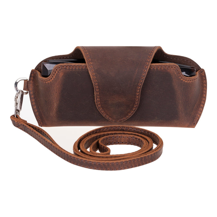 Harbor Leather Eyewear Case, Distressed Coffee - BlackBrook Case