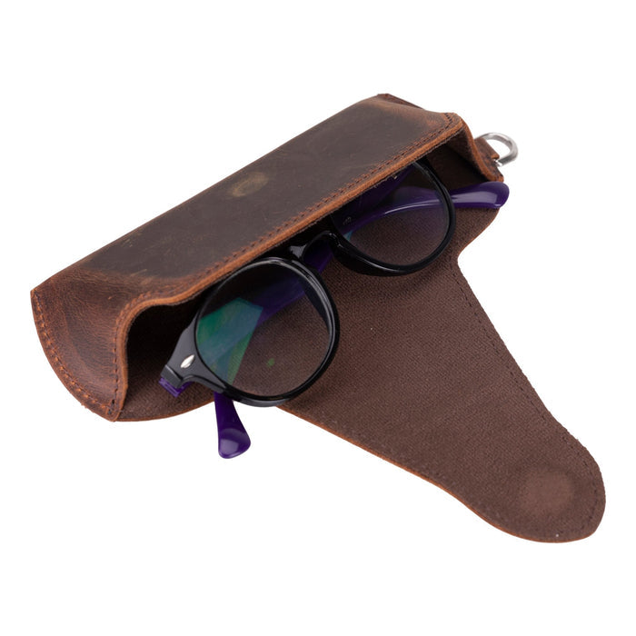 Harbor Leather Eyewear Case, Distressed Coffee - BlackBrook Case