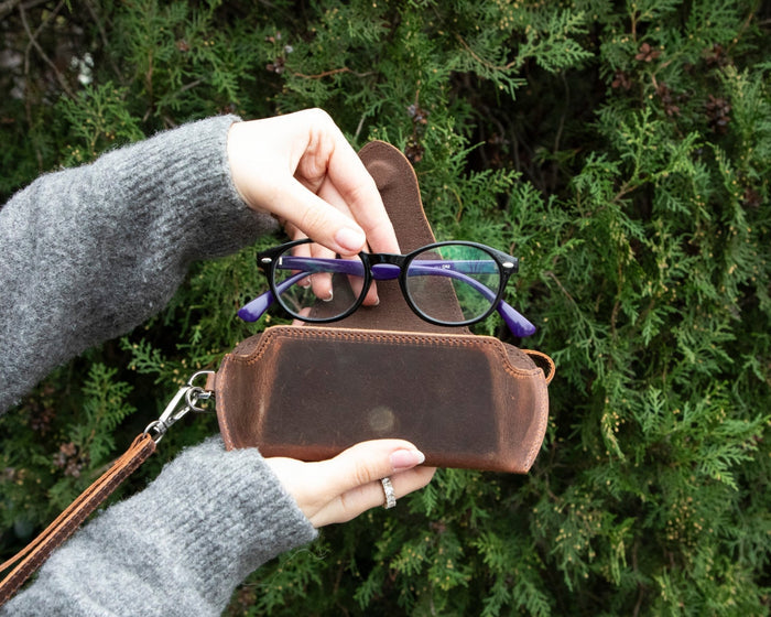 Harbor Leather Eyewear Case, Distressed Coffee - BlackBrook Case