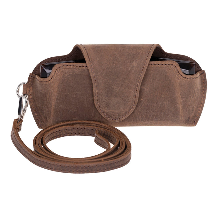 Harbor Leather Eyewear Case, Distressed Coffee - BlackBrook Case