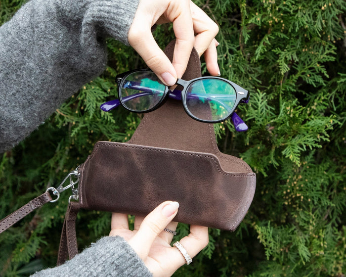 Harbor Leather Eyewear Case, Saddle Brown - BlackBrook Case