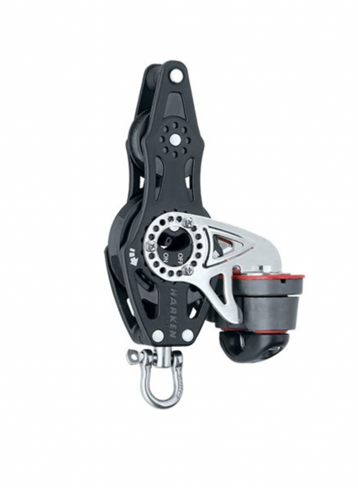 HARKEN 57mm Fiddle Ratchet Block — Swivel, Becket, Cam Cleat