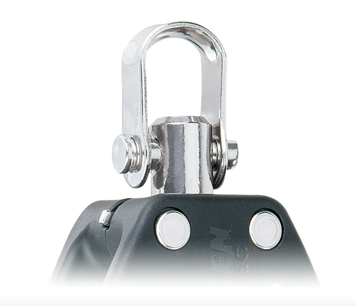 HARKEN 57mm Ratchet Block — Swivel, Red Sheave