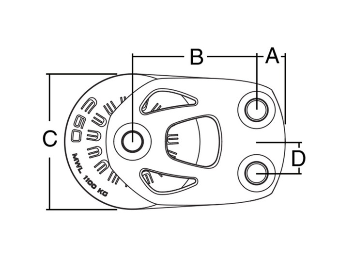 HARKEN 60mm Aluminium Element Footblock — Lockoff - Bosuns Boat