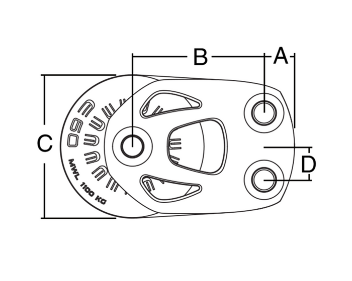 HARKEN 60mm Aluminium Element Footlock — Lockoff, Left