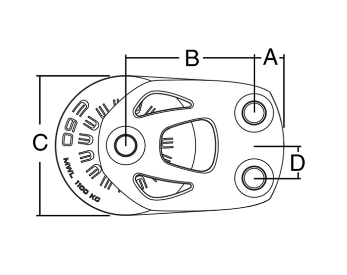 HARKEN 80mm Aluminium Element Footblock — Lockoff