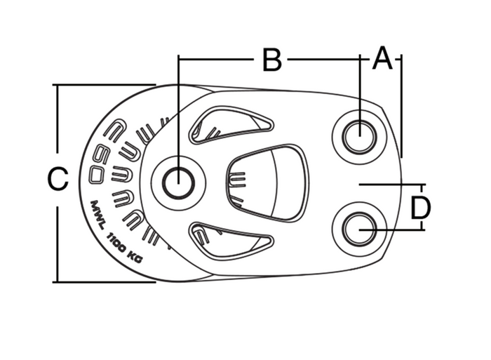 HARKEN 80mm Aluminium Element Footlock — Lockoff, Left