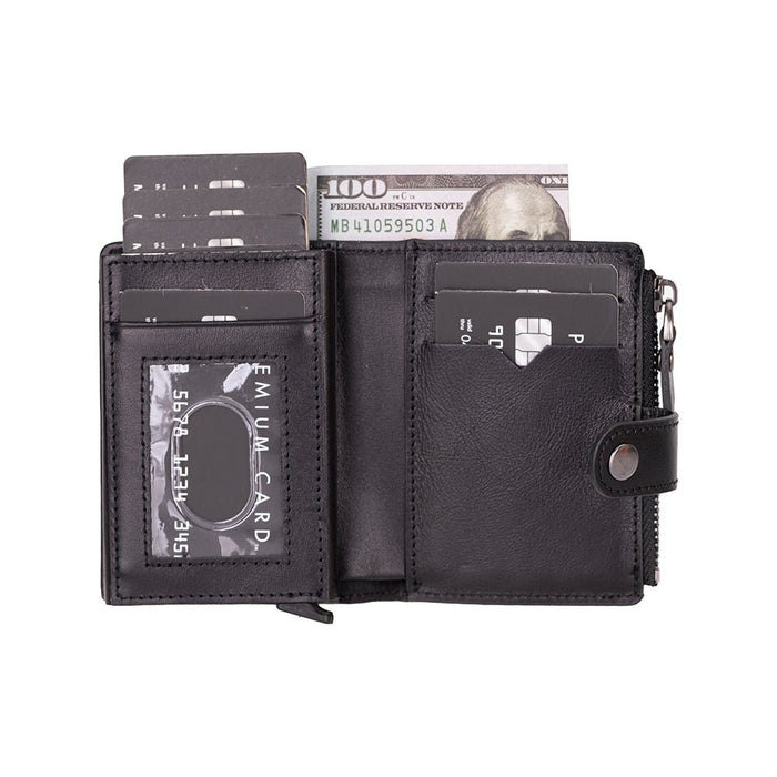 Harlow Full‑Grain Leather Pop‑Up Card Holder, Black - BlackBrook Case