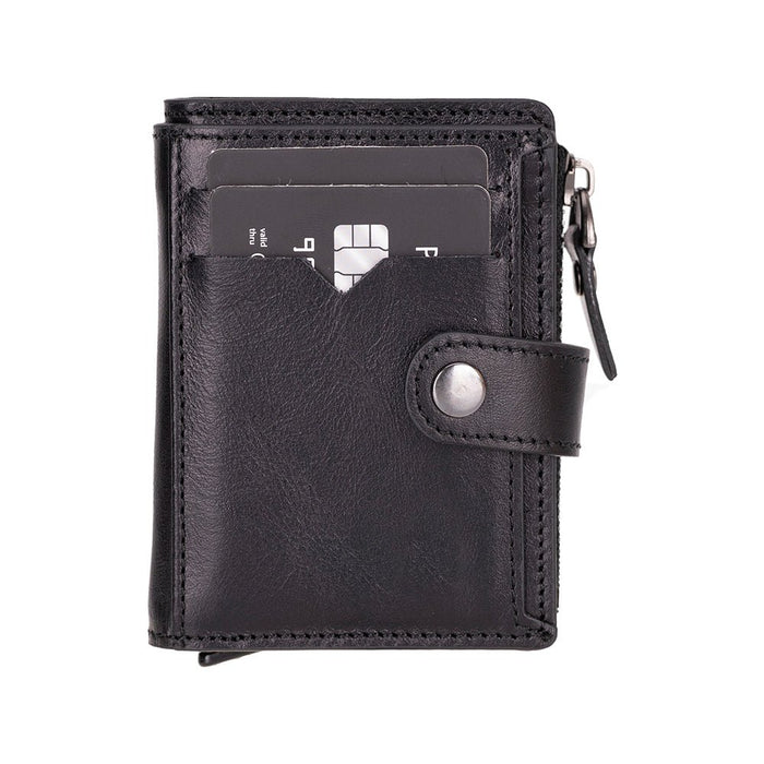 Harlow Full‑Grain Leather Pop‑Up Card Holder, Black - BlackBrook Case