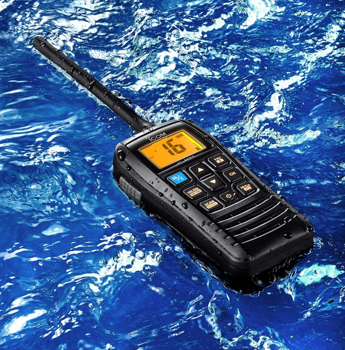 Icom IC-M37E Handheld 5 Watt, Float’n Flash VHF Marine Handheld Transceiver with 700mW audio