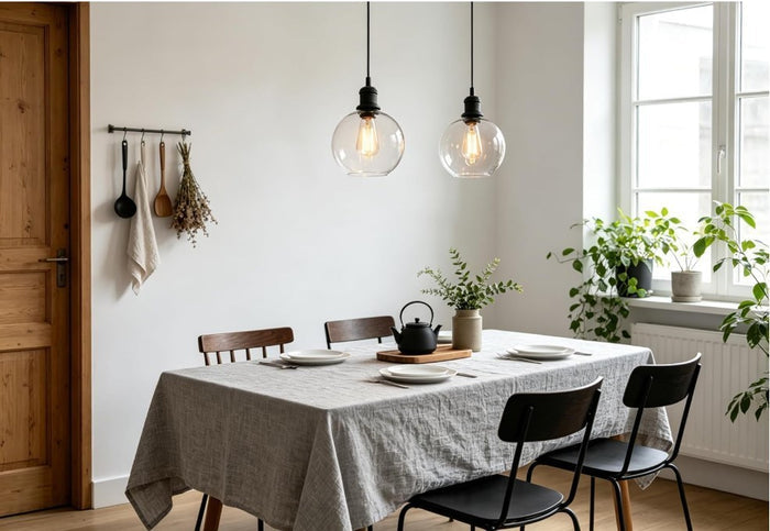 Industrial Globe Pendant Light 7.9in Black Clear Glass Ceiling Lamp-259