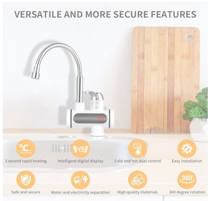 Instant Hot Water Tap 220V 3000W Tankless Electric Water Heater LED Display-275