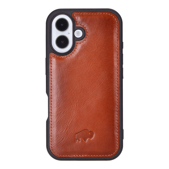 iPhone 16 Leather Wallet Case - Tudor 2 - in - 1 Tri - Fold Folio, Burnished Tan - BlackBrook Case
