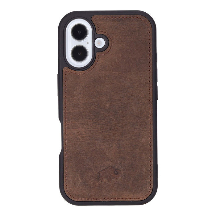 iPhone 16 Leather Wallet Case - Tudor 2 - in - 1 Tri - Fold Folio, Distressed Coffee - BlackBrook Case