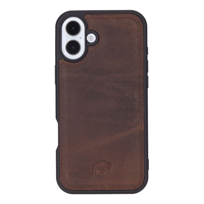 iPhone 16 Plus Leather Wallet Case - Tudor 2 - in - 1 Tri - Fold Folio, Distressed Coffee - BlackBrook Case