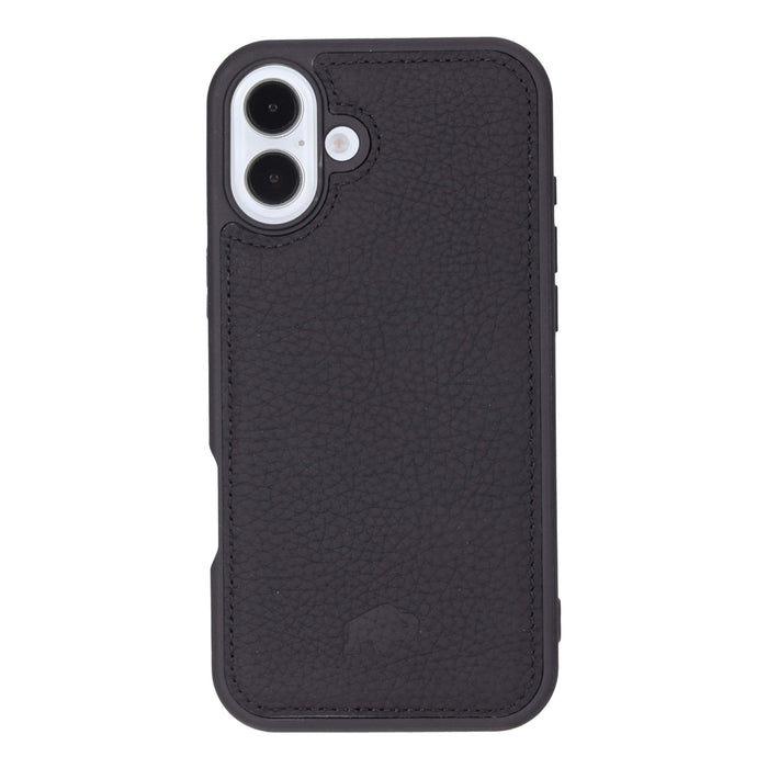 iPhone 16 Plus Leather Wallet Case - Tudor 2 - in - 1 Tri - Fold Folio, Pebble Black - BlackBrook Case