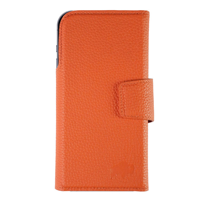 iPhone 18 Pro Leather Wallet Case - Tudor 2 - in - 1 Tri - Fold Folio, Pebble Orange - BlackBrook Case