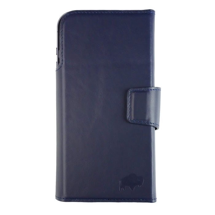 iPhone 18 Pro Leather Wallet Case - Tudor 2 - in - 1 Tri - Fold Folio, Deep Blue - BlackBrook Case
