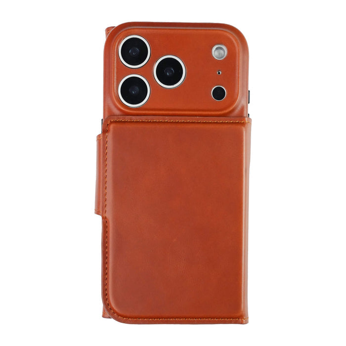iPhone 18 Pro Leather Wallet Case - Tudor 2 - in - 1 Tri - Fold Folio, Burnished Tan - BlackBrook Case