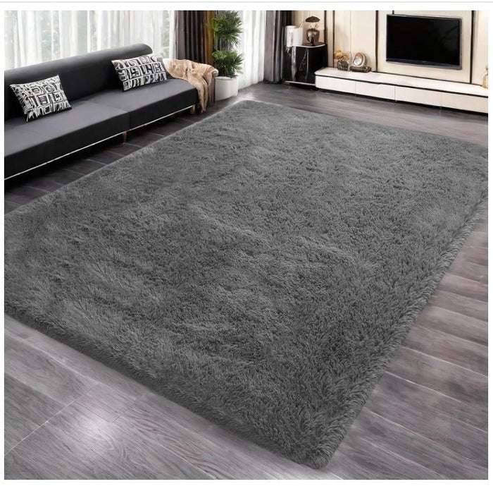 Large Shaggy Rug 240x300cm Washable Anti Slip Soft Living Room Carpet Grey-322