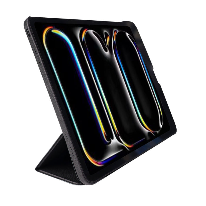 Leather iPad Pro 13 - inch Case (M4 - M5), Turner Magnetic Smart Folio, Pebble Black - BlackBrook Case