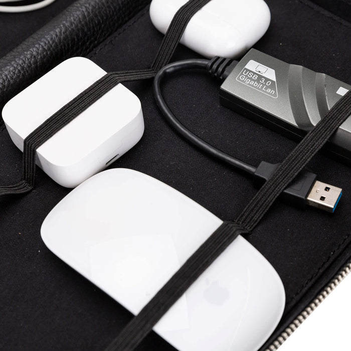 Leather Travel Cable Organizer – Pebble Black - BlackBrook Case