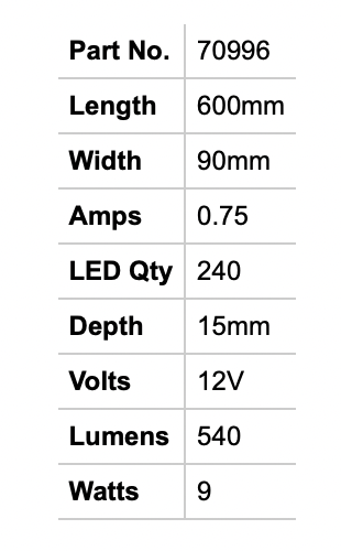 LED - CABIN LIGHT - SLIMLINE - ALUMINIUM - Specification