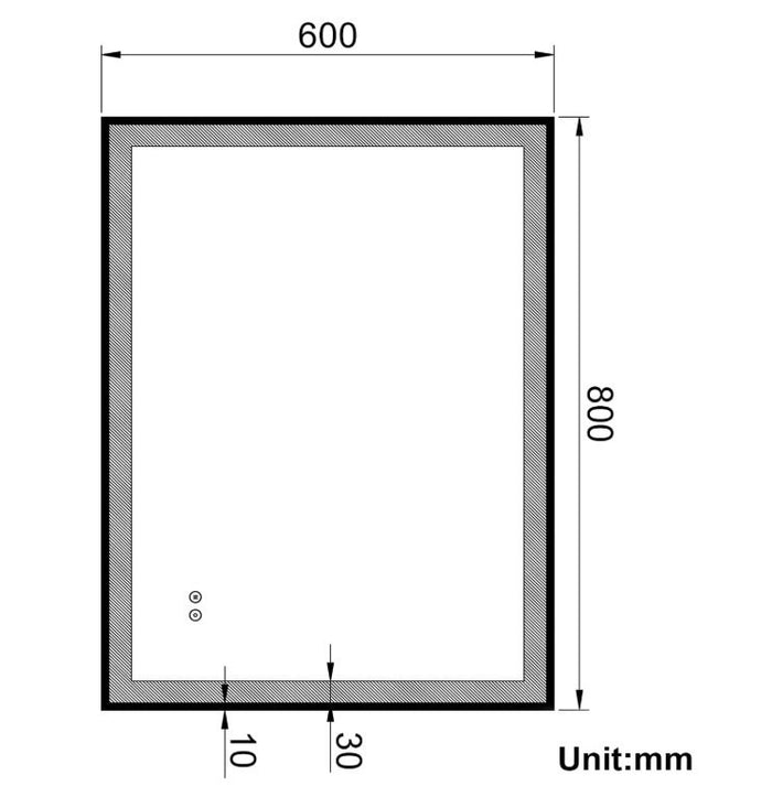 LED Bathroom Mirror 80x60 Black Frame Anti Fog Dimmeable Backlit Illuminated-263