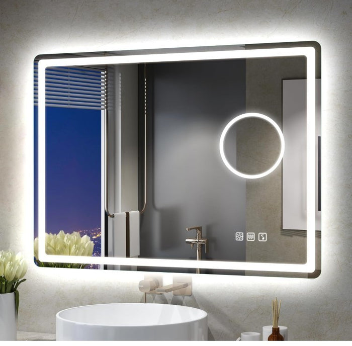 LED Bathroom Mirror Bluetooth Anti Fog Dimmable Black Frame 5x Magnifier-271