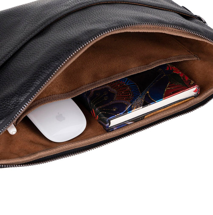 Leeds Slim Leather Laptop / Tablet Sleeve, Black - BlackBrook Case