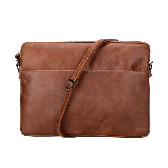 Leeds Slim Leather Laptop / Tablet Sleeve, Brown - BlackBrook Case
