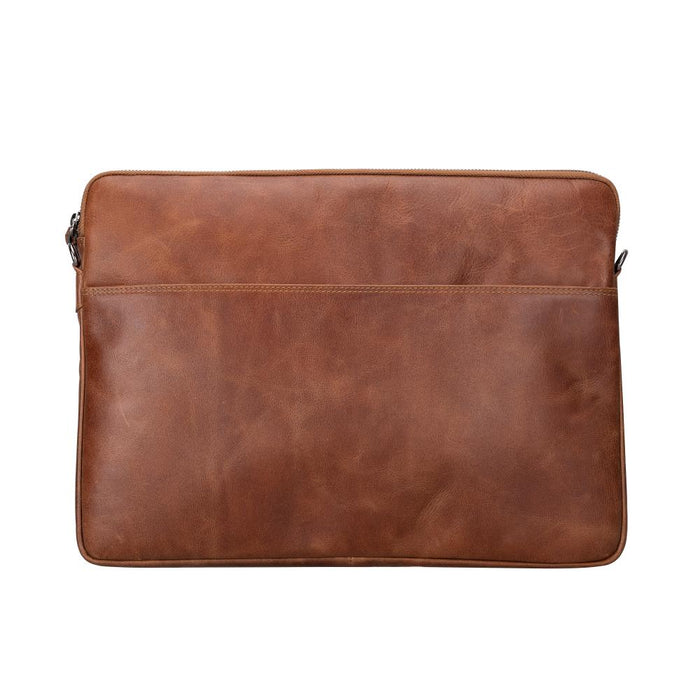 Leeds Slim Leather Laptop / Tablet Sleeve, Brown - BlackBrook Case