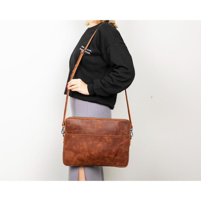 Leeds Slim Leather Laptop / Tablet Sleeve, Brown - BlackBrook Case