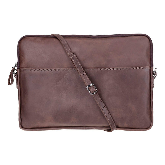 Leeds Slim Leather Laptop / Tablet Sleeve, Dark Brown - BlackBrook Case